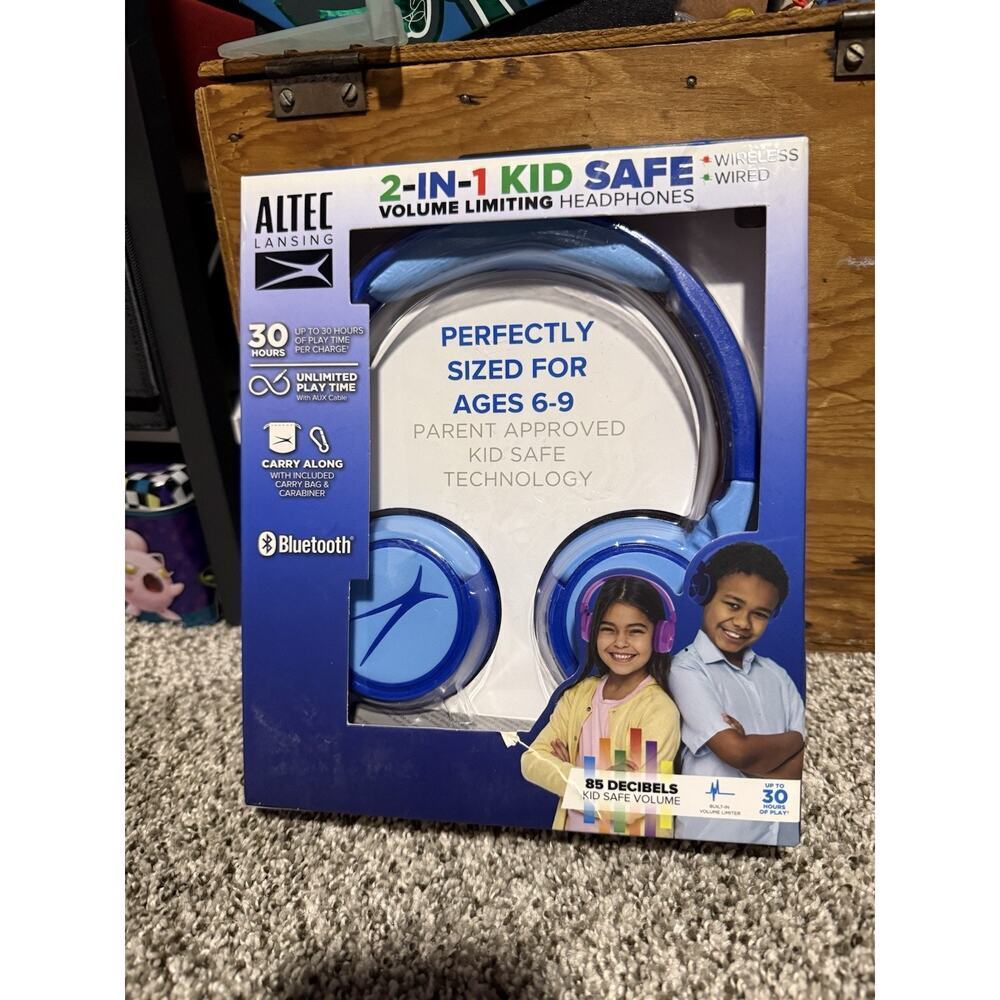 Altec Lansing Kid Safe 2-in-1 Bluetooth Wireless Headphones - Hero Blue